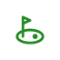 A green golf ball icon on a white background.